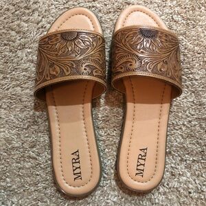 Myra tooled leather sandals